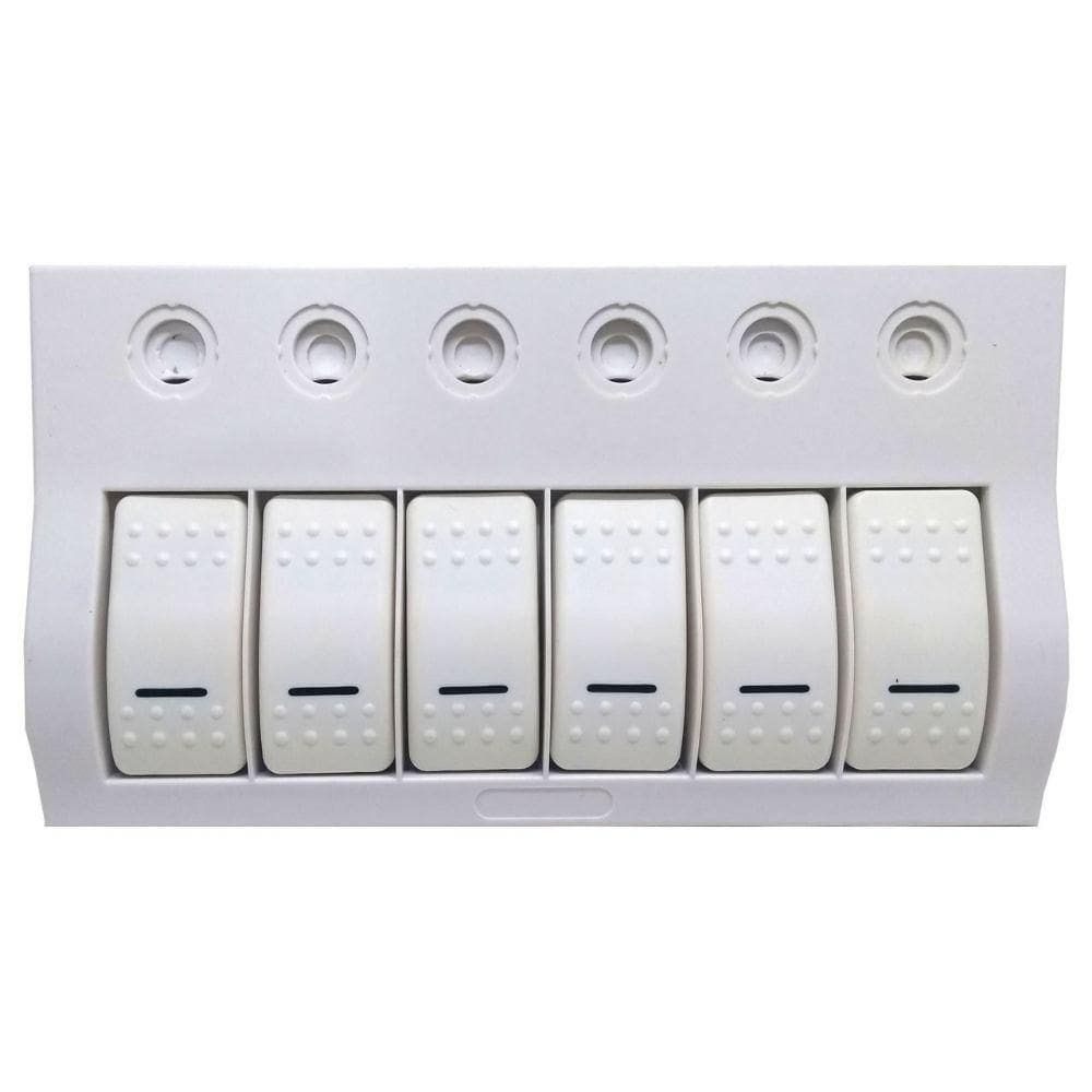 Painel Elétrico Em Plástico Branco 6 Botões Led Verde