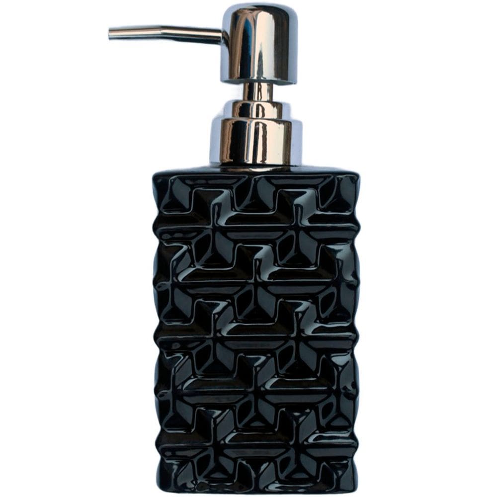 Saboneteira Liquida Lavabo Banheiro Cerâmica Preto De 350ml