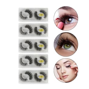 Kit 10 Pares Cílios Postiços 5D Natural Curvatura Suave 10mm