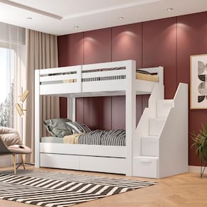 Beliche Solteiro Adulto com 2 Gavetões e 4 Nichos Star Plus Casatema Branco Perfect Wood