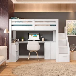 Cama Office Multifuncional Solteiro Adulto Star Plus Branco Perfect Wood