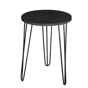 Mesa Apoio Redonda Mdf 45Cm Pé Ferro Metal Preto