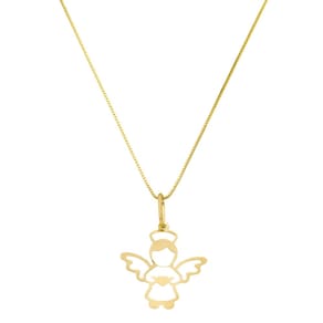 Colar De Ouro 18k Gargantilha Feminina Veneziana 50cm Pingente Anjo