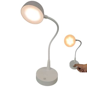 Luminaria Abajur de Mesa 3 Tons LED Touch Bateria Recarregavel USB Flexivel Casa Sala Quarto Cabeceira Trabalho Escritorio Recepçao Home Office
