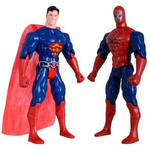 Kit Dupla De Heróis Homem Aranha Super Homem Articuláveis
