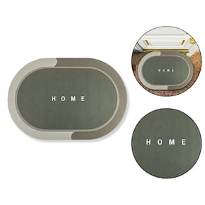Tapete Redondo Home Verde Seca Rápido Emborrachado Casa Apto