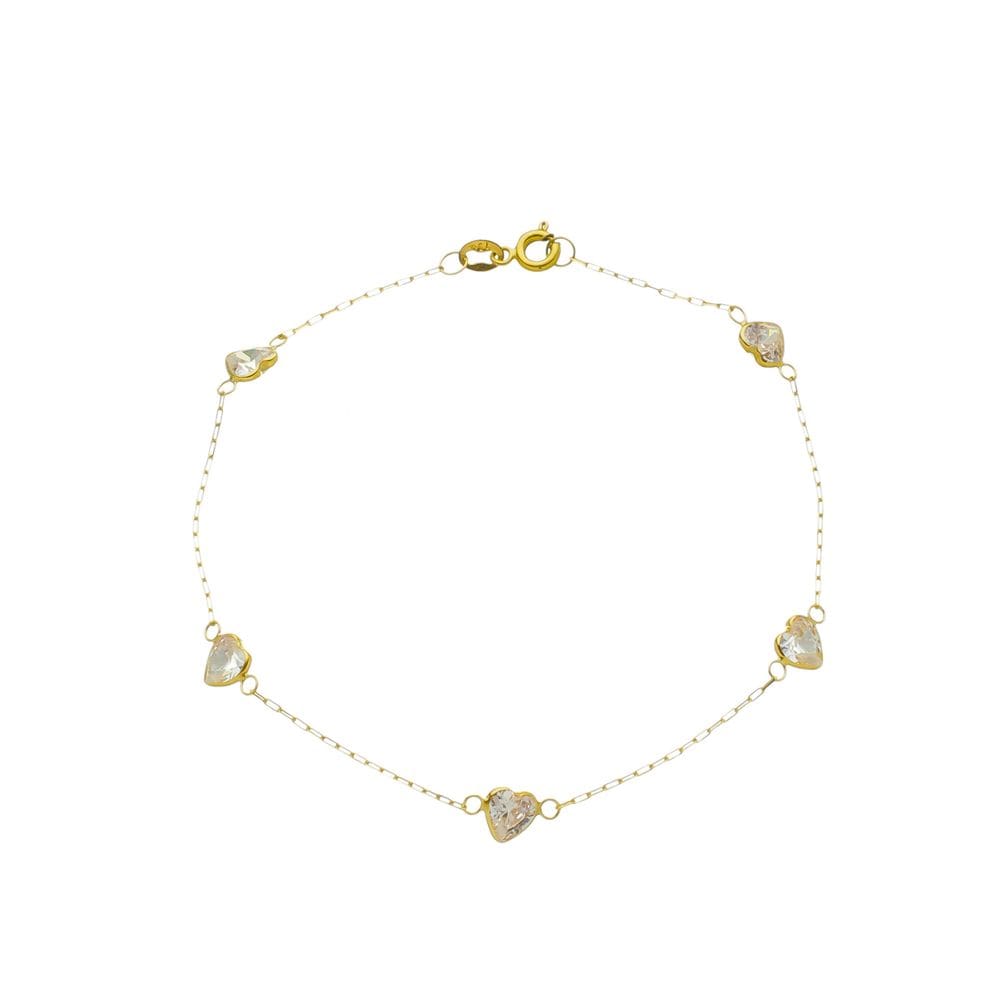 Pulseira Ouro 18k Feminina Coração De Zircônia