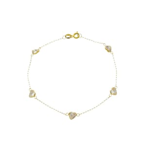 Pulseira Ouro 18k Feminina Coração De Zircônia