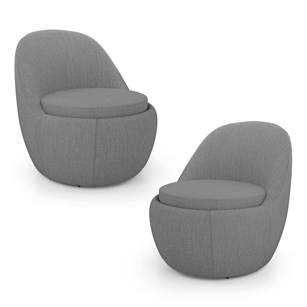 Kit 02 Poltronas Orgânicas Living Memphis Fixa Linho Cinza Escuro - Desk Design