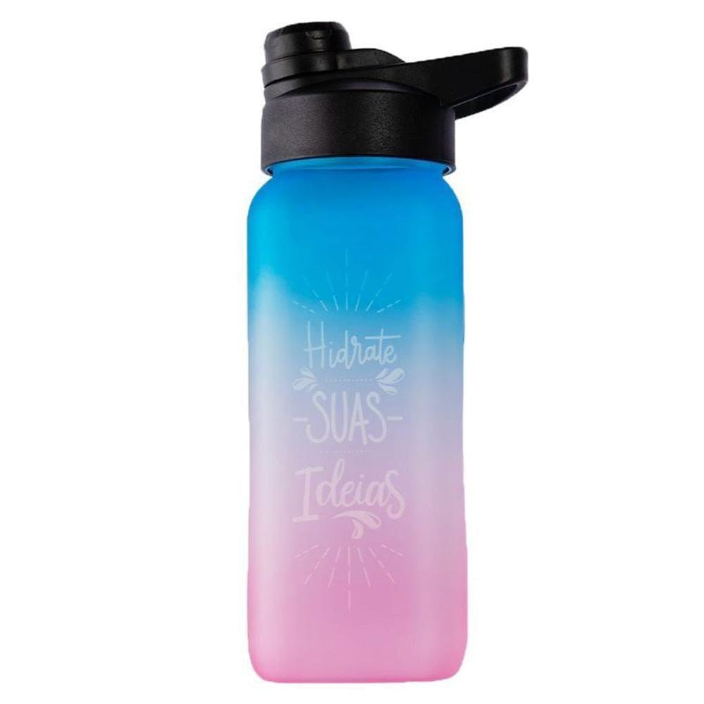 Garrafa 1L De Plastico Azul C/Rosa