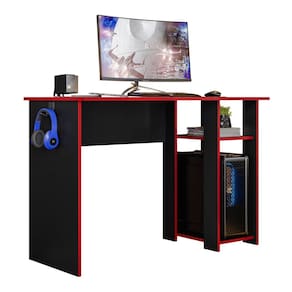 Mesa Para Computador DMX-500 108cm PC Gamer Setup Preto Vermelho - Desk Design