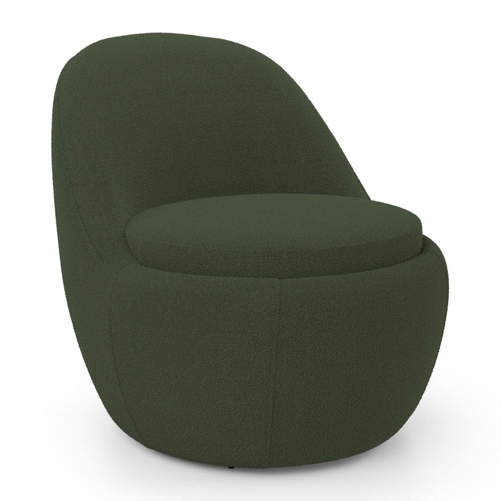 Poltrona Orgânica Living Memphis Fixa Bouclê Verde Musgo - Desk Design