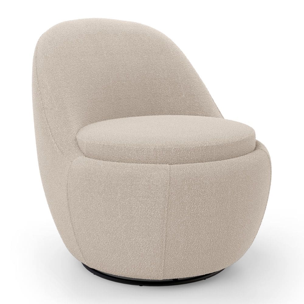 Poltrona Orgânica Living Memphis Base Giratória Bouclê Bege - Desk Design