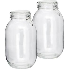 Kit 2 Potes De Vidro Hermético Tampa Vedação Conserva 3,1L