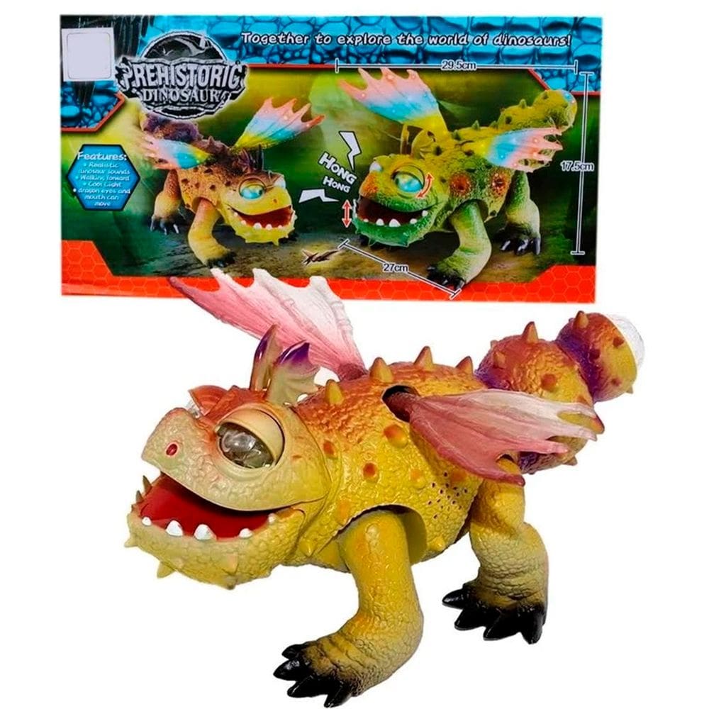 Brinquedo Infantil Dragão Com Luz E Som Movimento Dinossauro