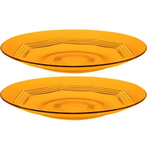 Jogo Pratos Raso Jantar 8 Pessoas 8Pçs Âmbar Em Vidro 23cm