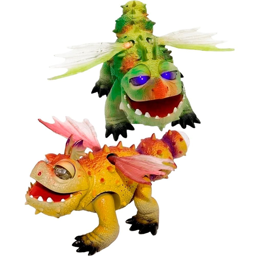 Dupla Brinquedo Infantil Dragão Dinossauro Com Luz Movimento