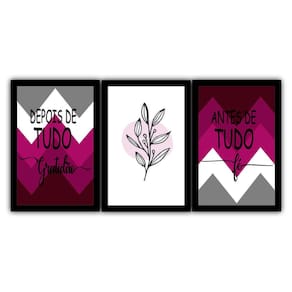 Quadro Decorativo Antes+Depois Vinho Com 3 30X40 Cm
