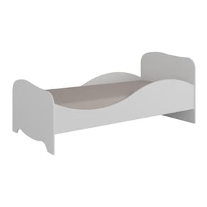 Mini Cama Infantil Uli Peroba Branco MDF c/ Proteção Lateral