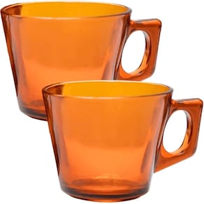 Kit Jogo De Xicaras 10 Pessoas 10Pçs Âmbar Em Vidro De 180ml