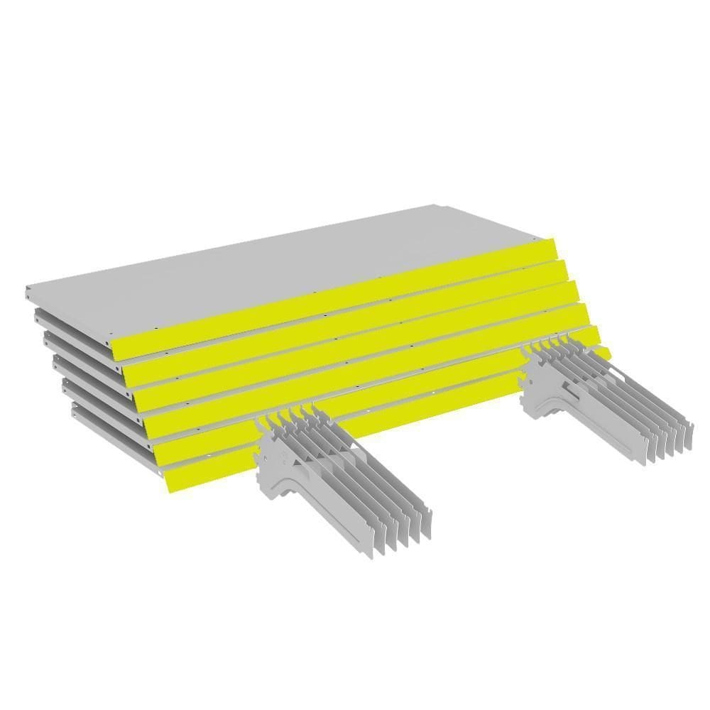 Kit 6 Bandejas Gondola Fit 40 Branco 6X 30X90 Pe Amarelo