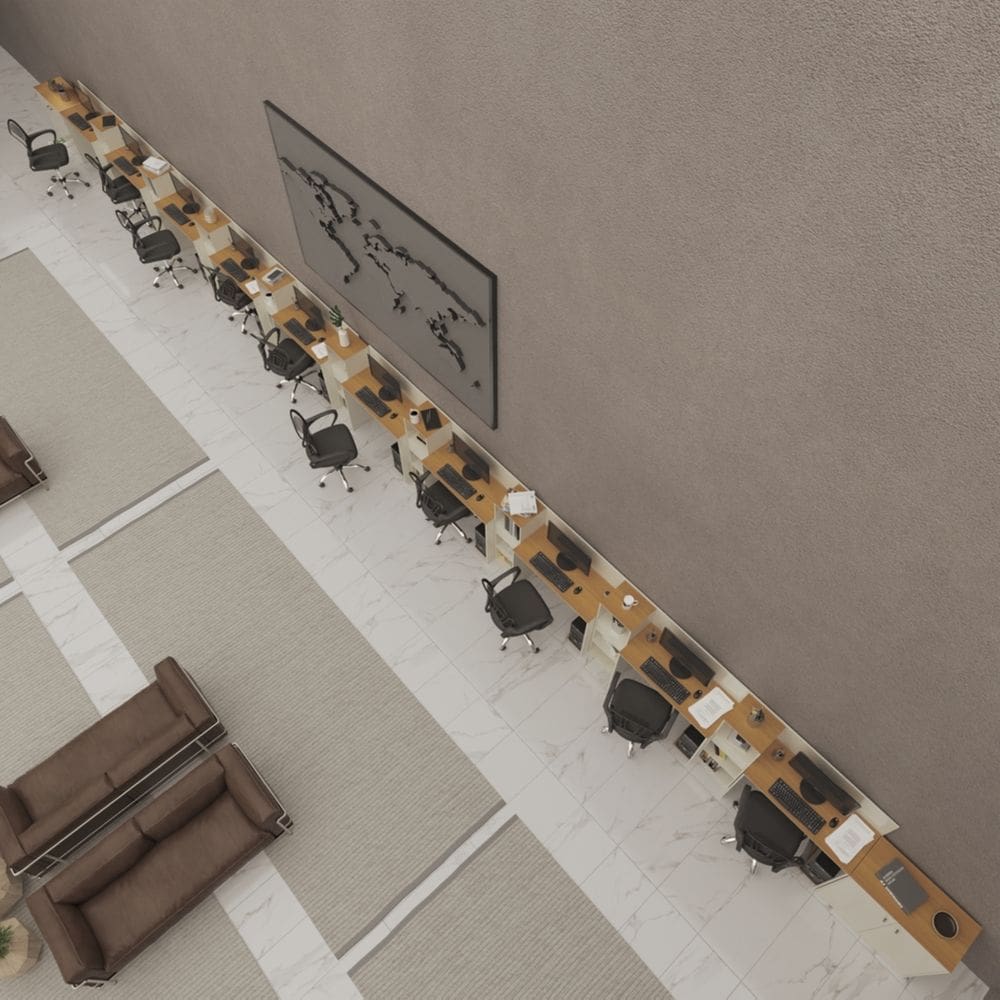 Conjunto de Escritório Smart 9 Livreiro 2 Buffet e 10 Mesas 90cm