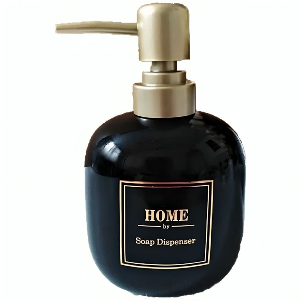 Porta Sabonete Líquido De Porcelana Oval Lavabo Luxo Preto