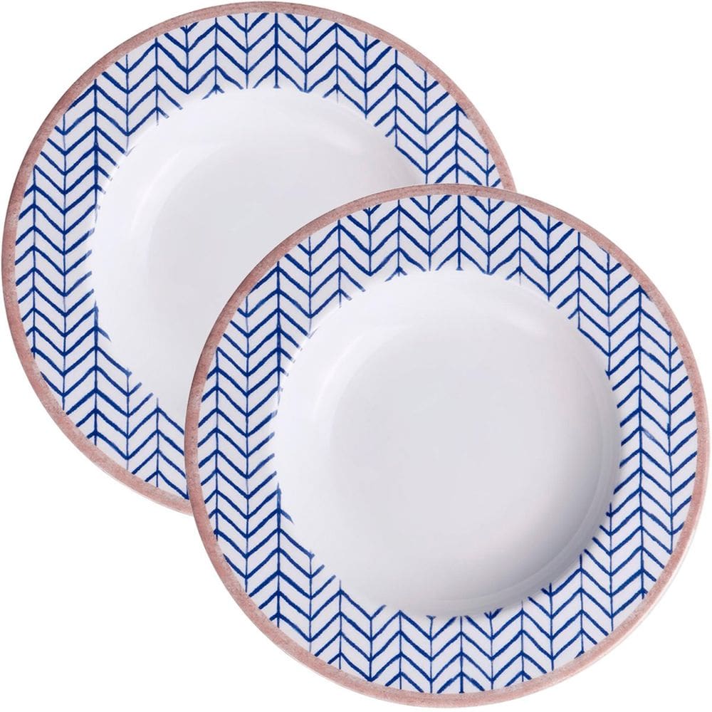 Jogo Prato Fundo Sopa Lanche 12Pçs 12 Pessoas Abstratta 23cm