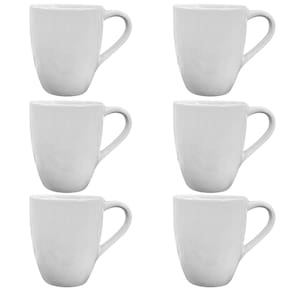 Jogo 6 Caneca Xícara 270ml Chá/Café - Porcelana Branca