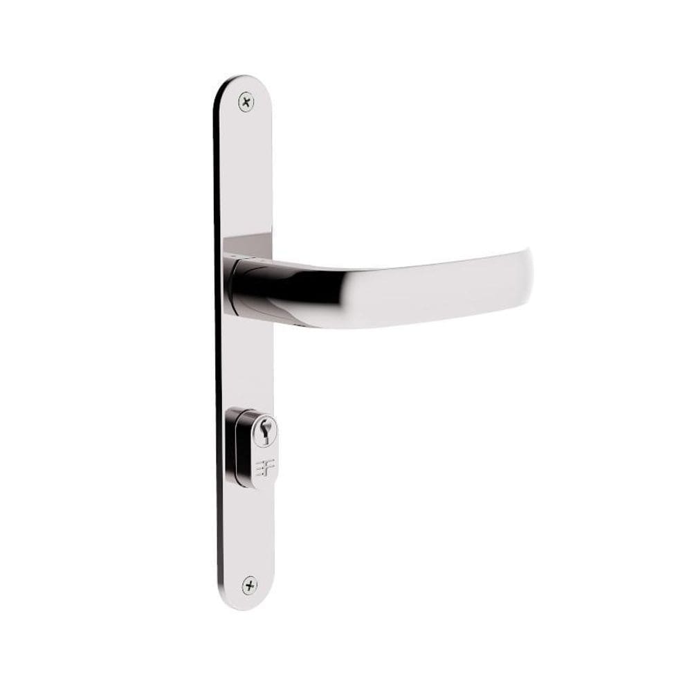 Fechadura 3F Porta Aluminio Estreita Cromado Espelho 522/116