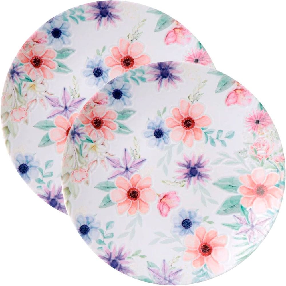 Jogo Pratos Sobremesa Lanche 4 Pessoas 4 Pçs Floratta 21cm