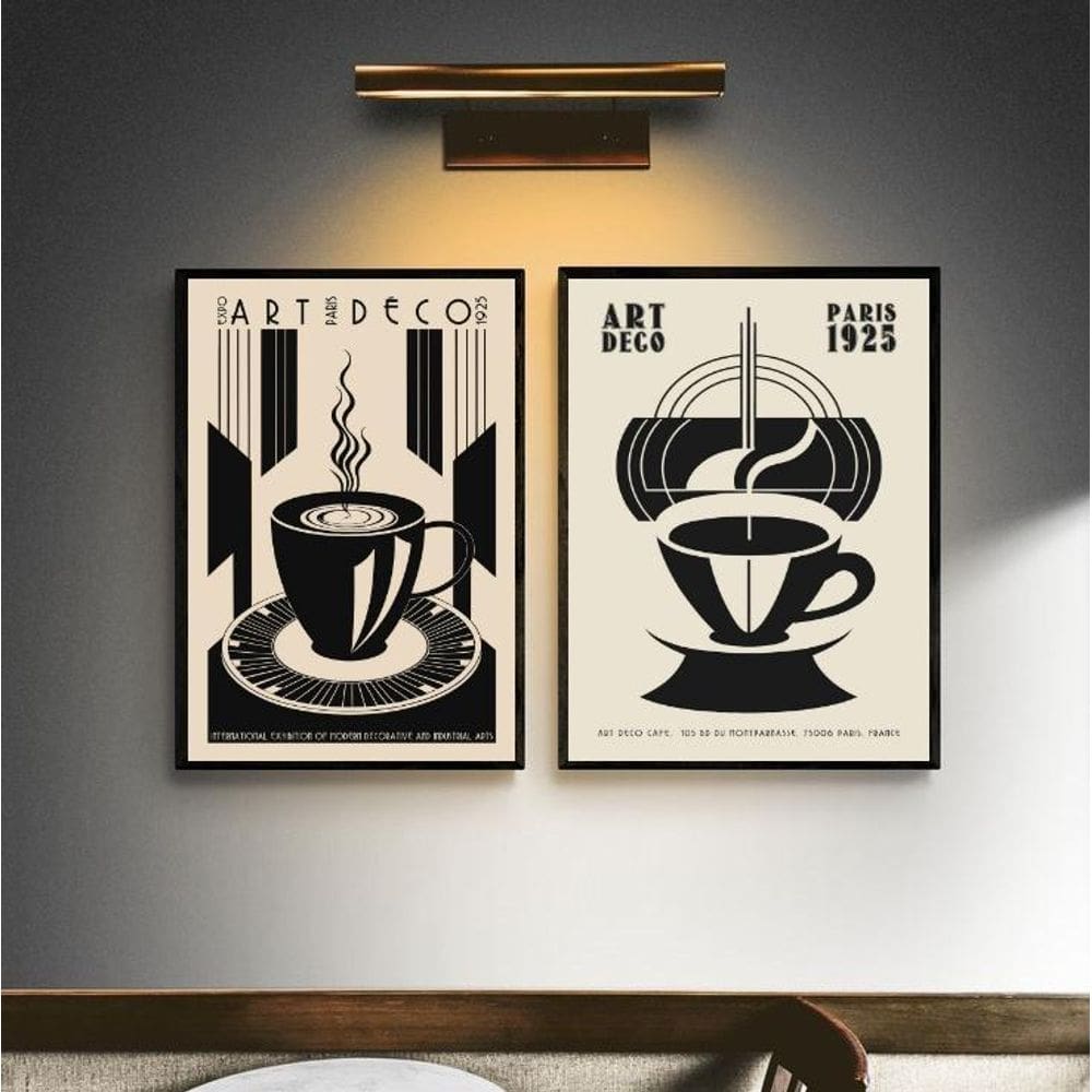 Kit 2 Quadros Decorativos Café - Art Deco 45X34Cm - Vidro