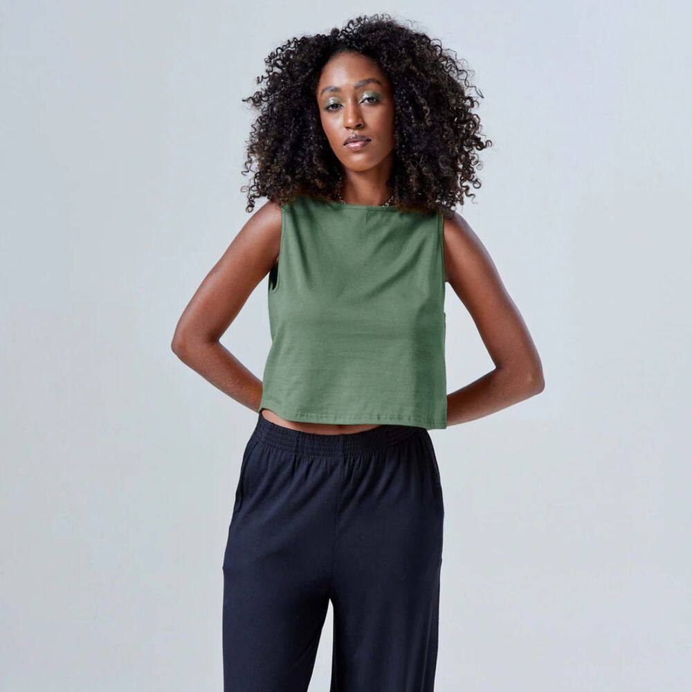 Blusa Regata Cropped Feminina Basicamente Ref. 111904