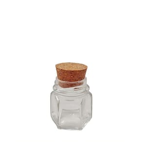 Kit 25 Potes De Vidro 40 Ml Sextavado Com Rolha