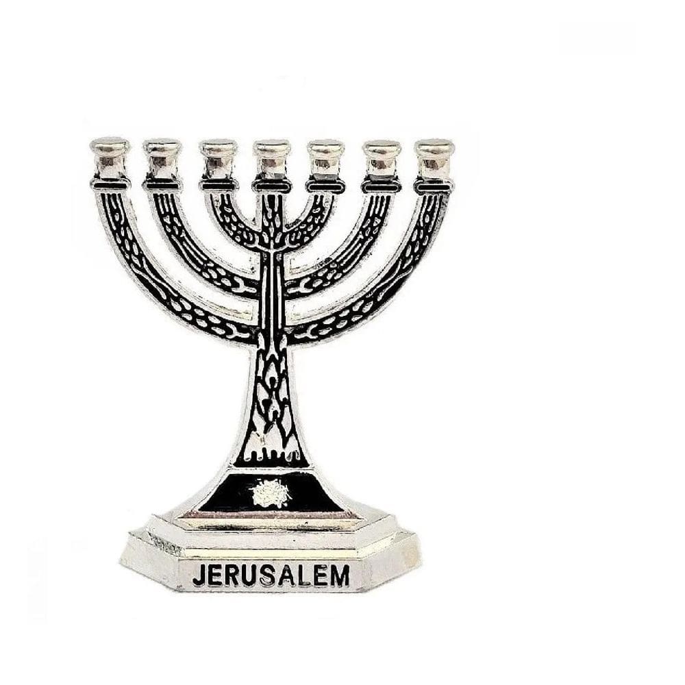 Candelabro Sete Pontas - Menora Pequena - Israel Prata