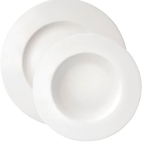 Kit Jogo Pratos Raso Fundo 2 Pessoas 4Pçs Aba Larga Branco