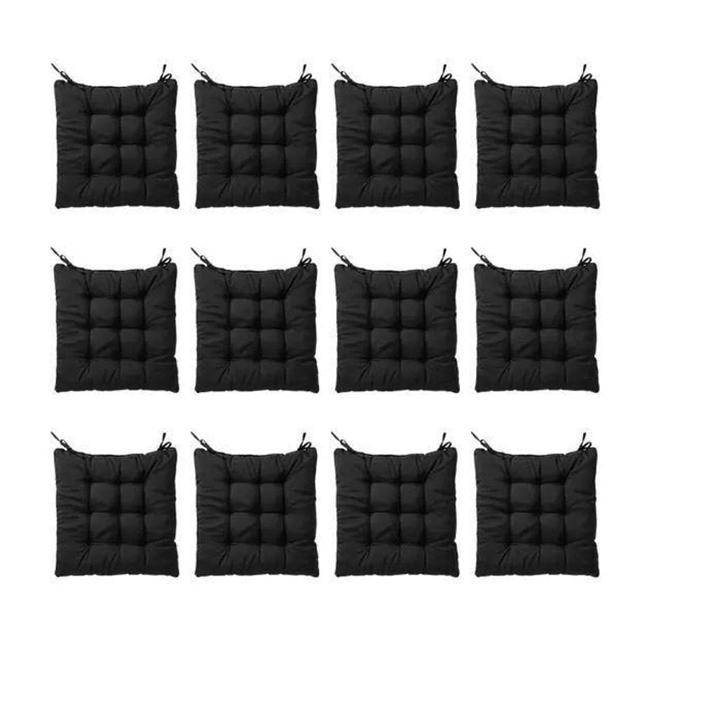 Kit Com 12 Almofadas Futon Assento Para Cadeira Preta