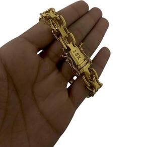 Pulseira Cadeado Duplo 13Mm - Banhado A Ouro 18K