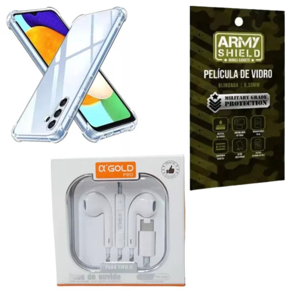 Capa Para Galaxy A56 + Fone Tipo-C + Pelicula De Vidro 3D