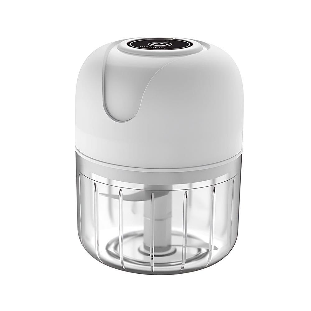 Mini Processador Recarregável USB 250ml Tritura Alho e Pimenta com 3 Lâminas - Branco
