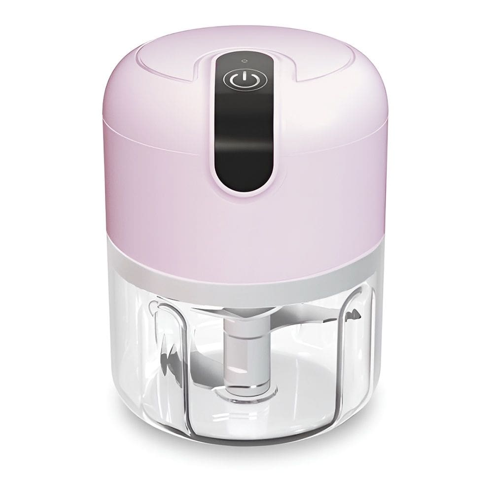 Processador Portátil de Alimentos Rosa 280ml USB Tritura Alho e Pimenta com 3 Lâminas Bivolt