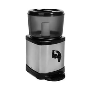Bebedouro de Água com Filtro em Inox com Base De Barro e Suporte Preto/Branco