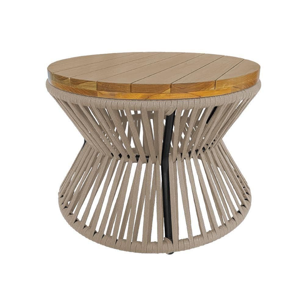 Mesa De Centro Ampulheta Corda Náutica Areia - Bege