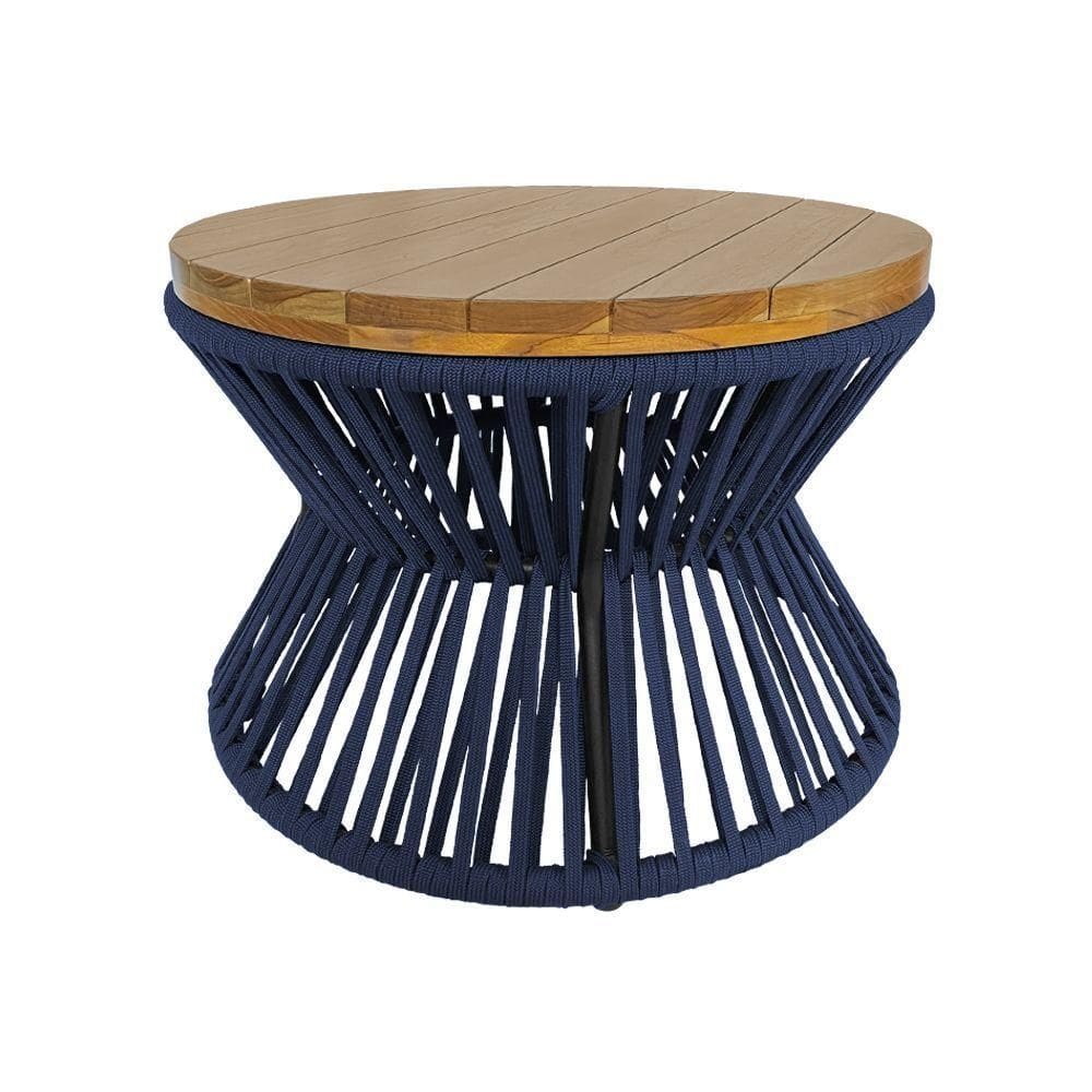 Mesa De Centro Ampulheta Corda Náutica Azul Marinho - Azul