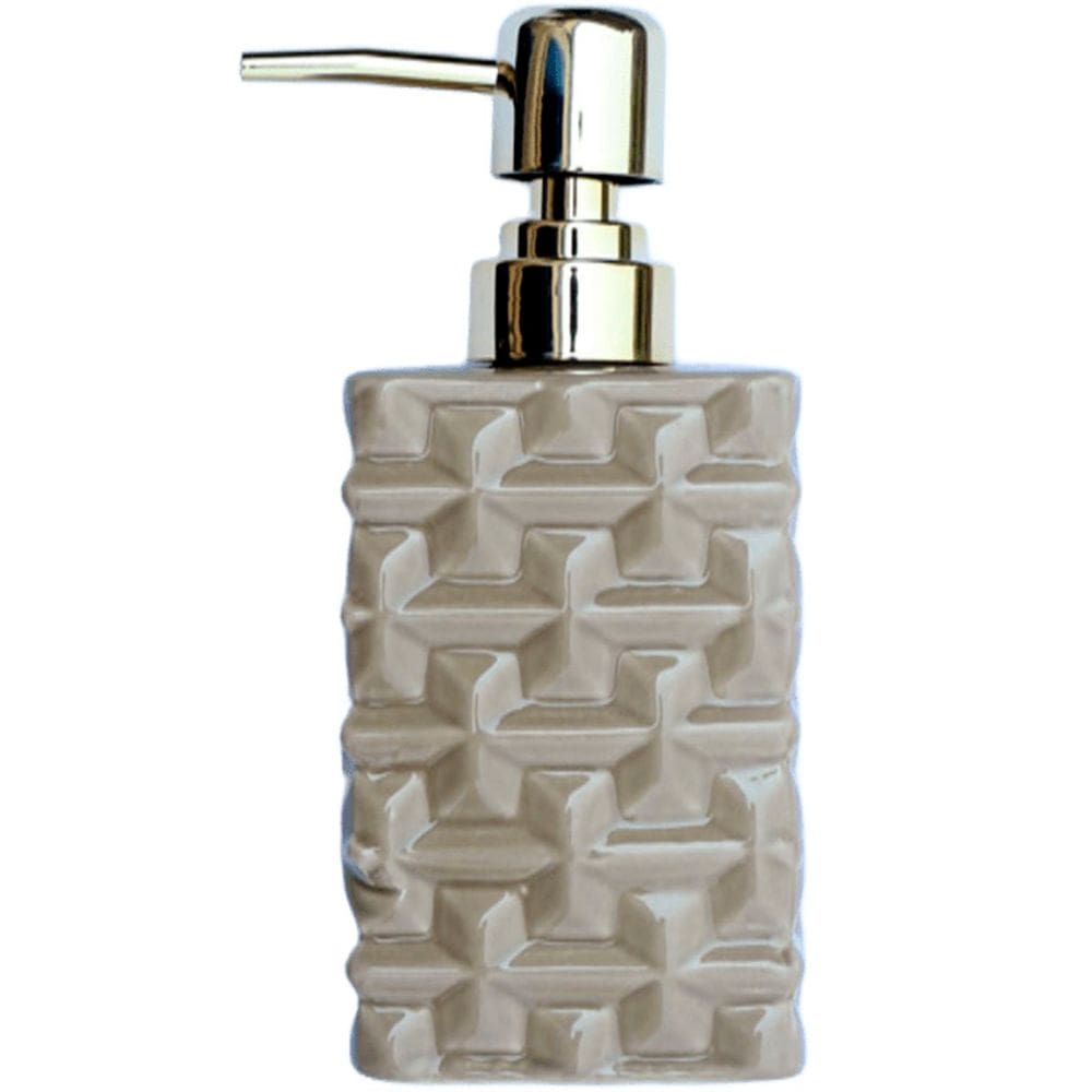 Saboneteira Liquida Lavabo Banheiro Cerâmica Bege Gold 350ml