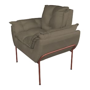 Poltrona Moderna Base Cobre Suede Cappucino - Vallisa Decor