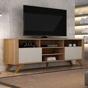 Rack Bancada 2 Portas Mariana Tvs de até 65 Cinamomo/Off White