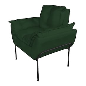 Poltrona Decorativa Base Preta Suede Verde - Vallisa Decor