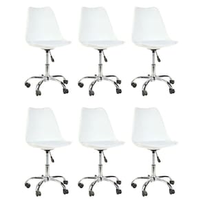 Kit 6 Cadeiras Escritório Tulipa Saarinen Giratória Branca