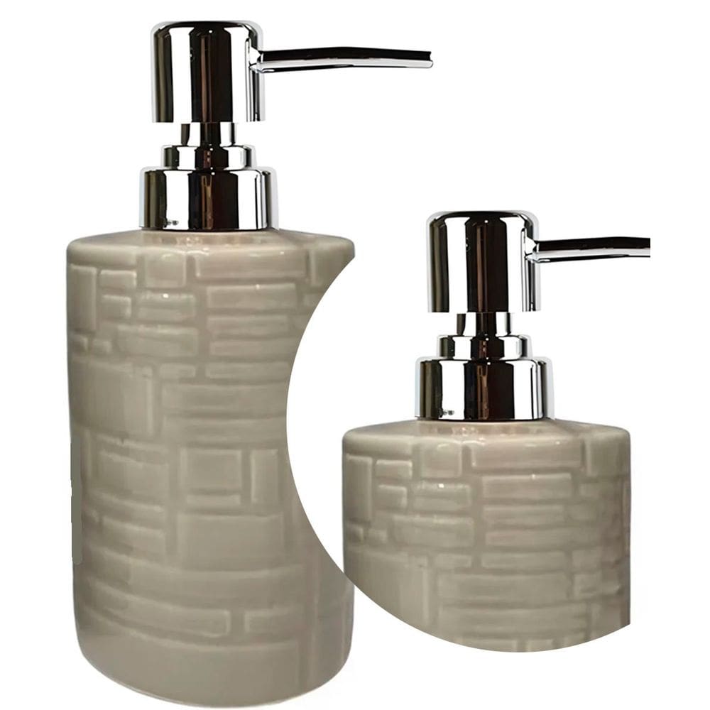 Porta Saboneteira Liquida Modelagem De Cerâmica Lavabo Bege